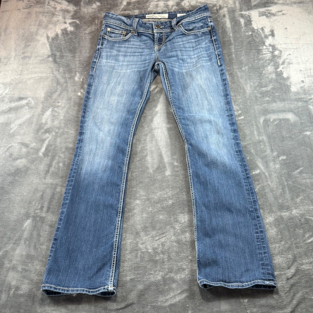 BKE Stella Bootcut Jeans Womens 30x35.5 Blue Denim Low Rise Distressed‎ BPL1402